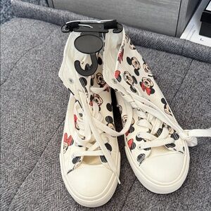 Disney Women's Cream and Black Mickey Mouse Sneakers